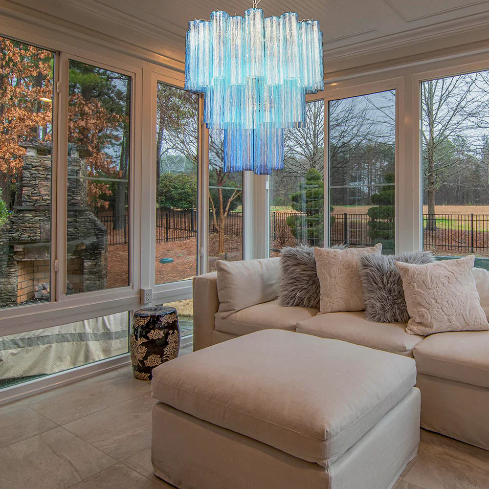 Elegant Blue Murano Glass Tube Chandelier product image