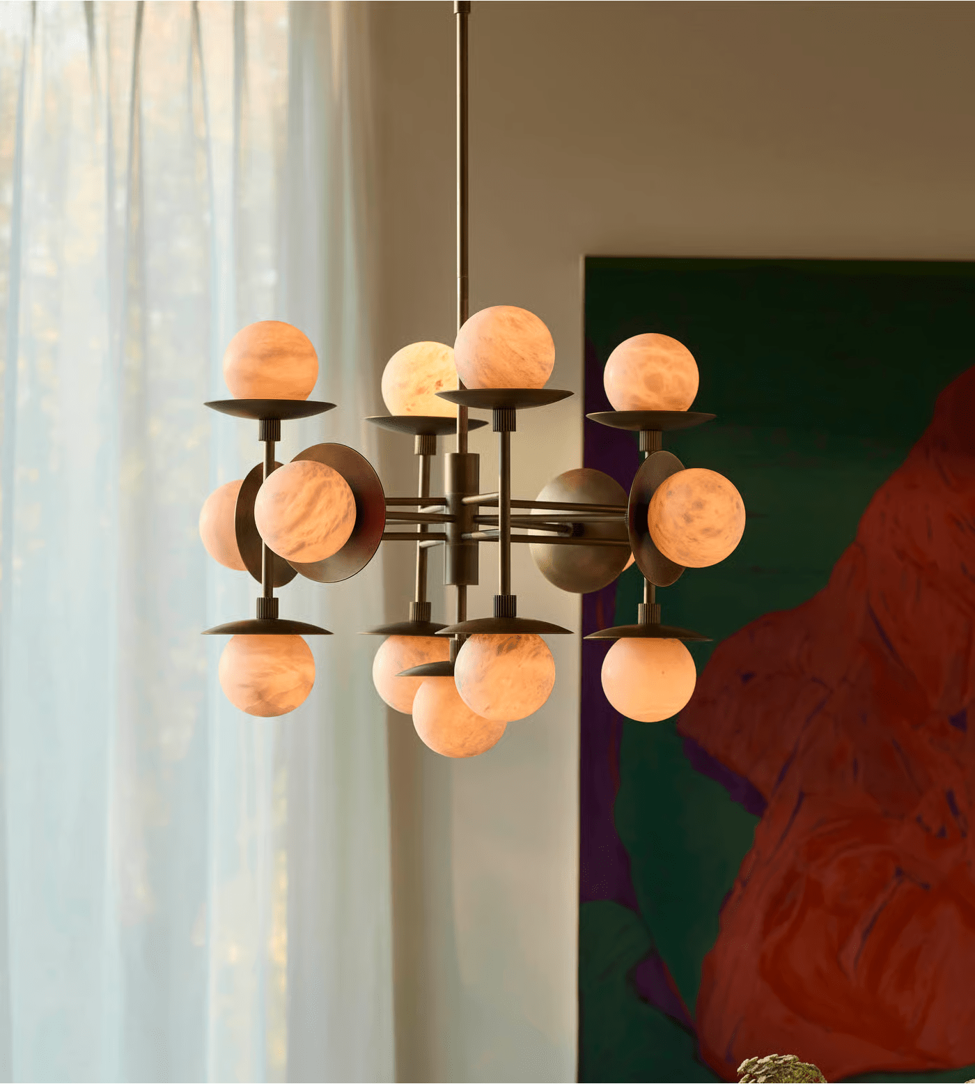 Elegant Cara Alabaster Chandelier detail view