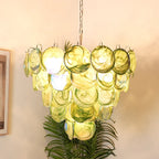 Elegant Green Murano Disc Chandelier product image