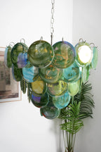 Elegant Green Murano Disc Chandelier product image