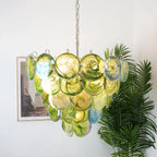 Elegant Green Murano Disc Chandelier product image