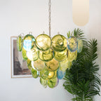 Elegant Green Murano Disc Chandelier product image