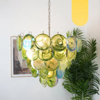 Elegant Green Murano Disc Chandelier product image