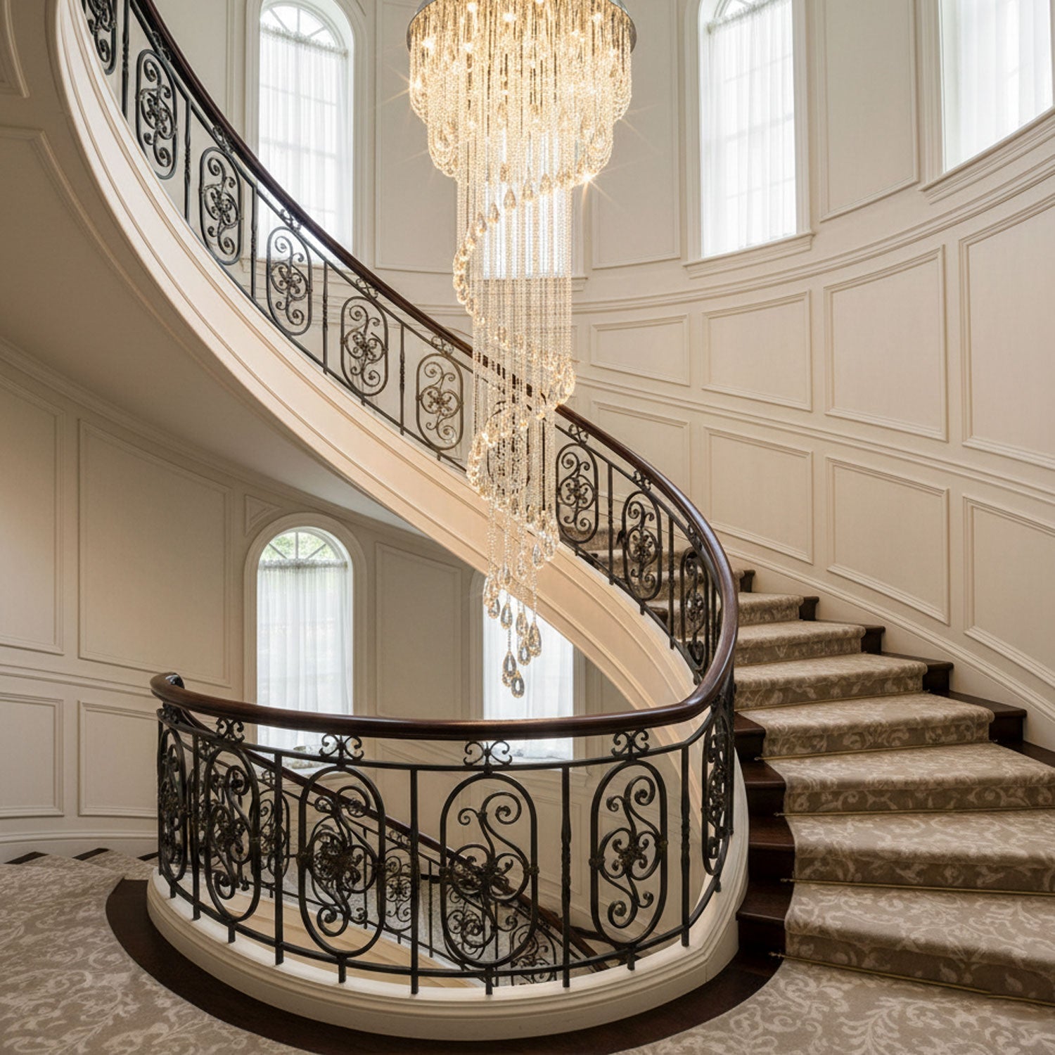 Elegant Harmony Spiral Chandelier material and finish detail