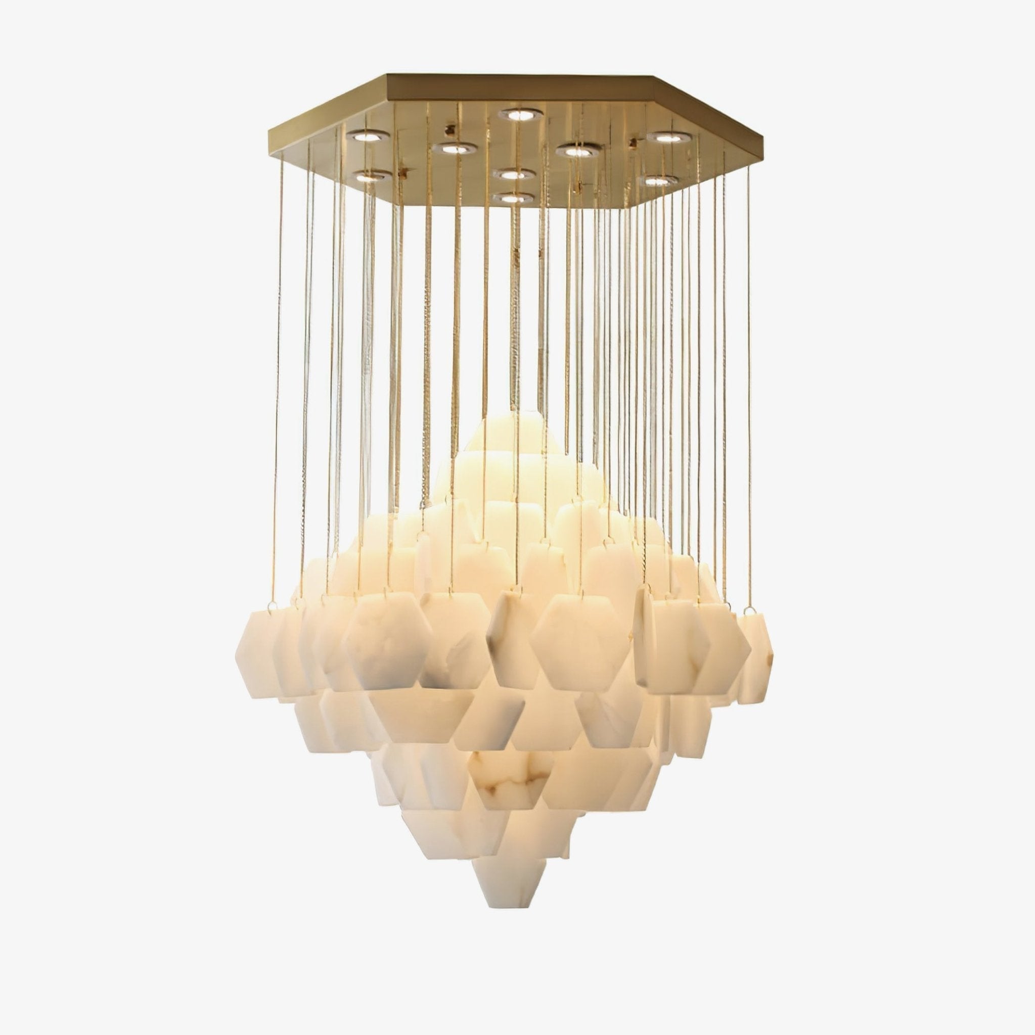 Elegant Hexa Alabaster Cascade Chandelier by Bling Lighting Studio