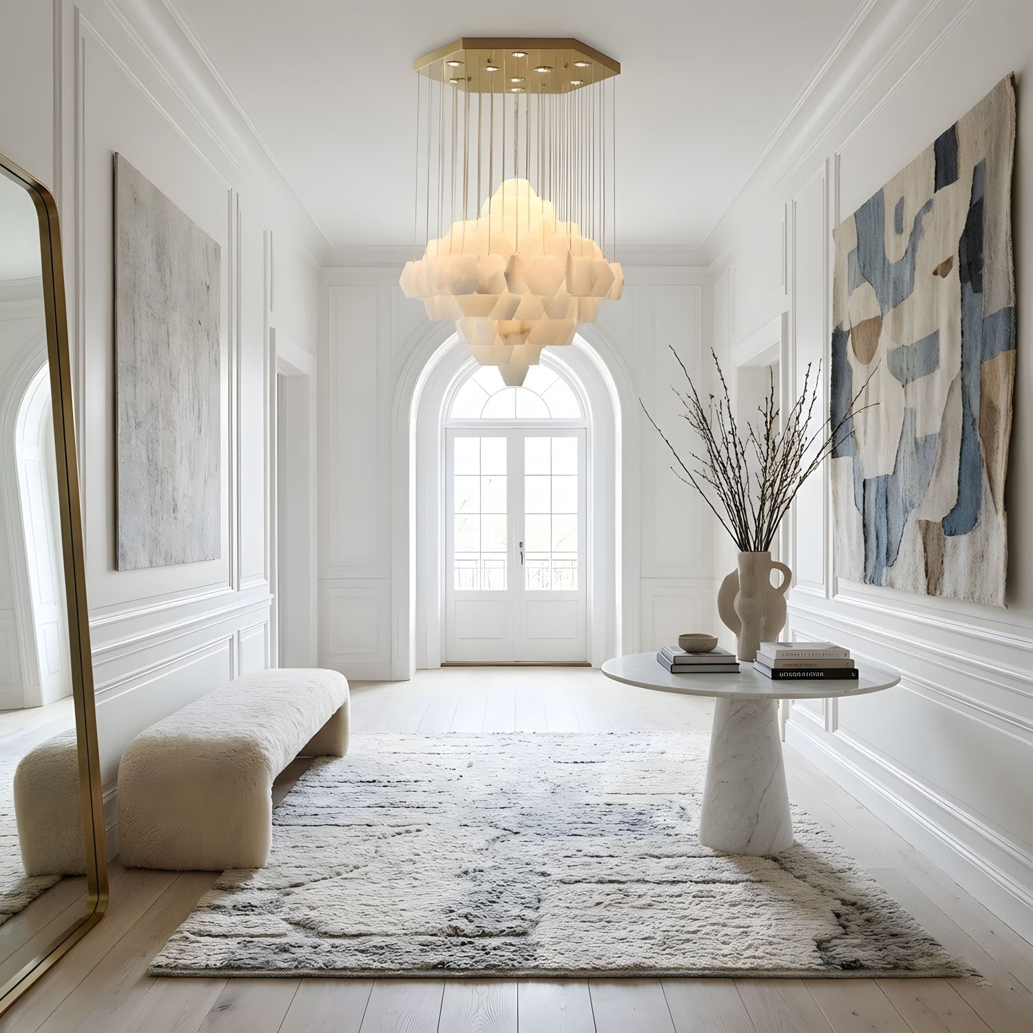 Elegant Hexa Alabaster Cascade Chandelier product image