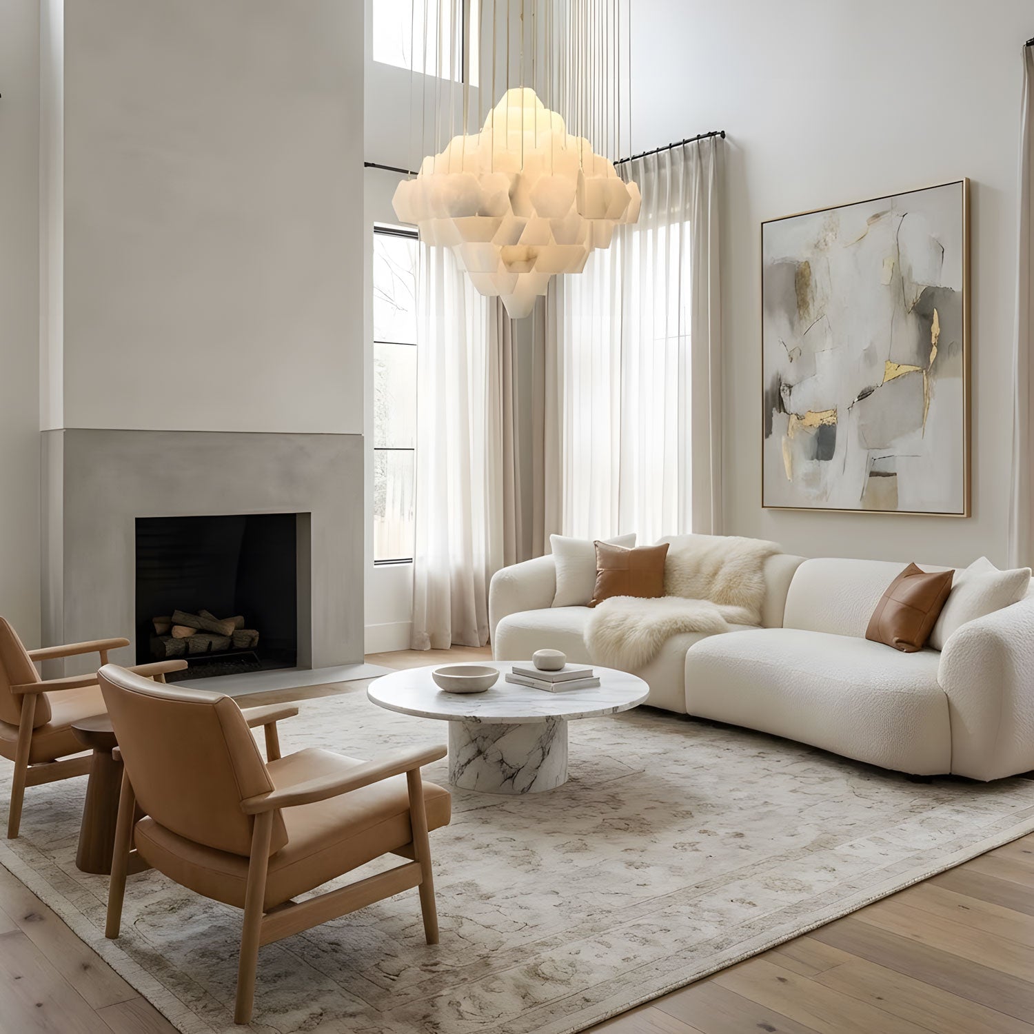 Elegant Hexa Alabaster Cascade Chandelier product image