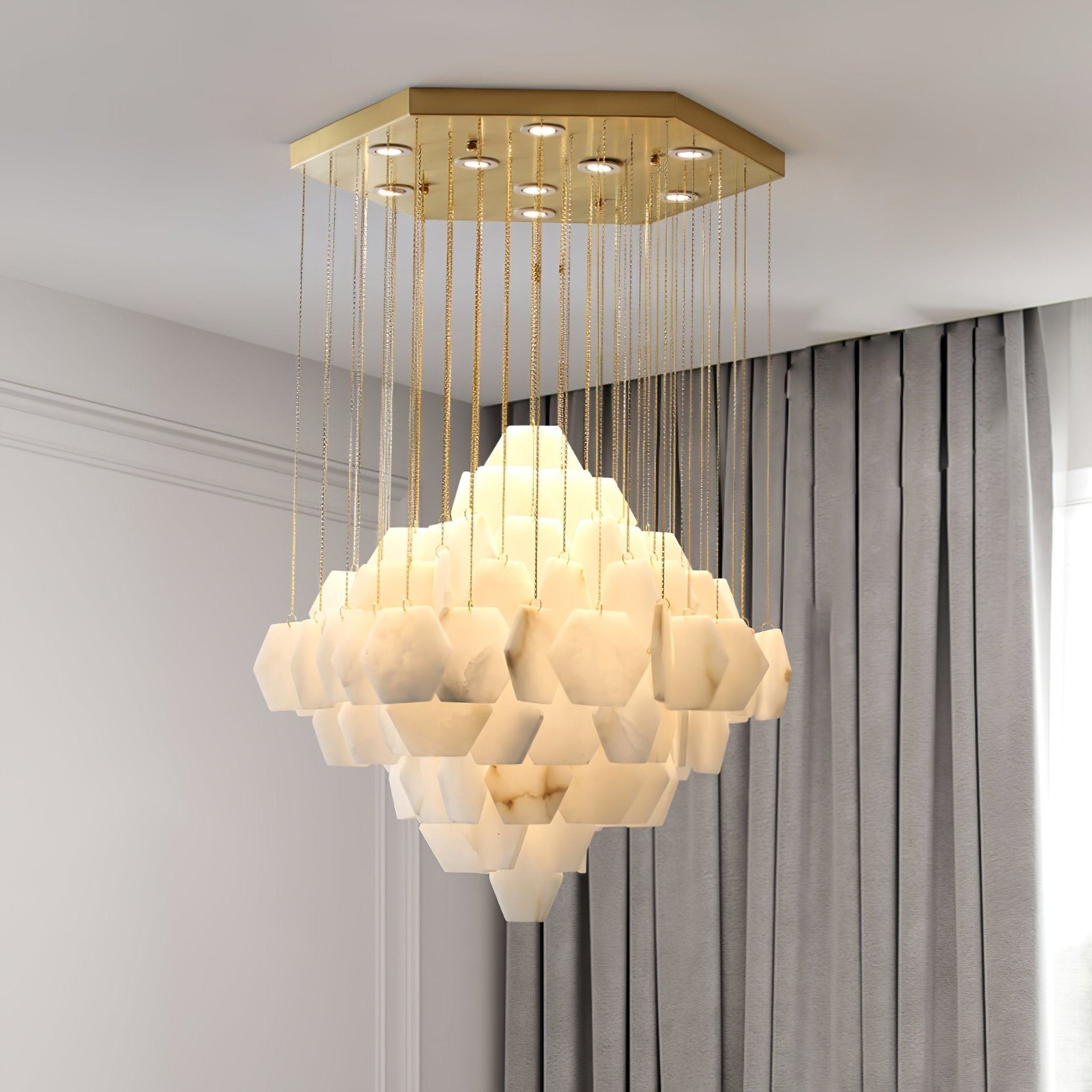 Elegant Hexa Alabaster Cascade Chandelier product image