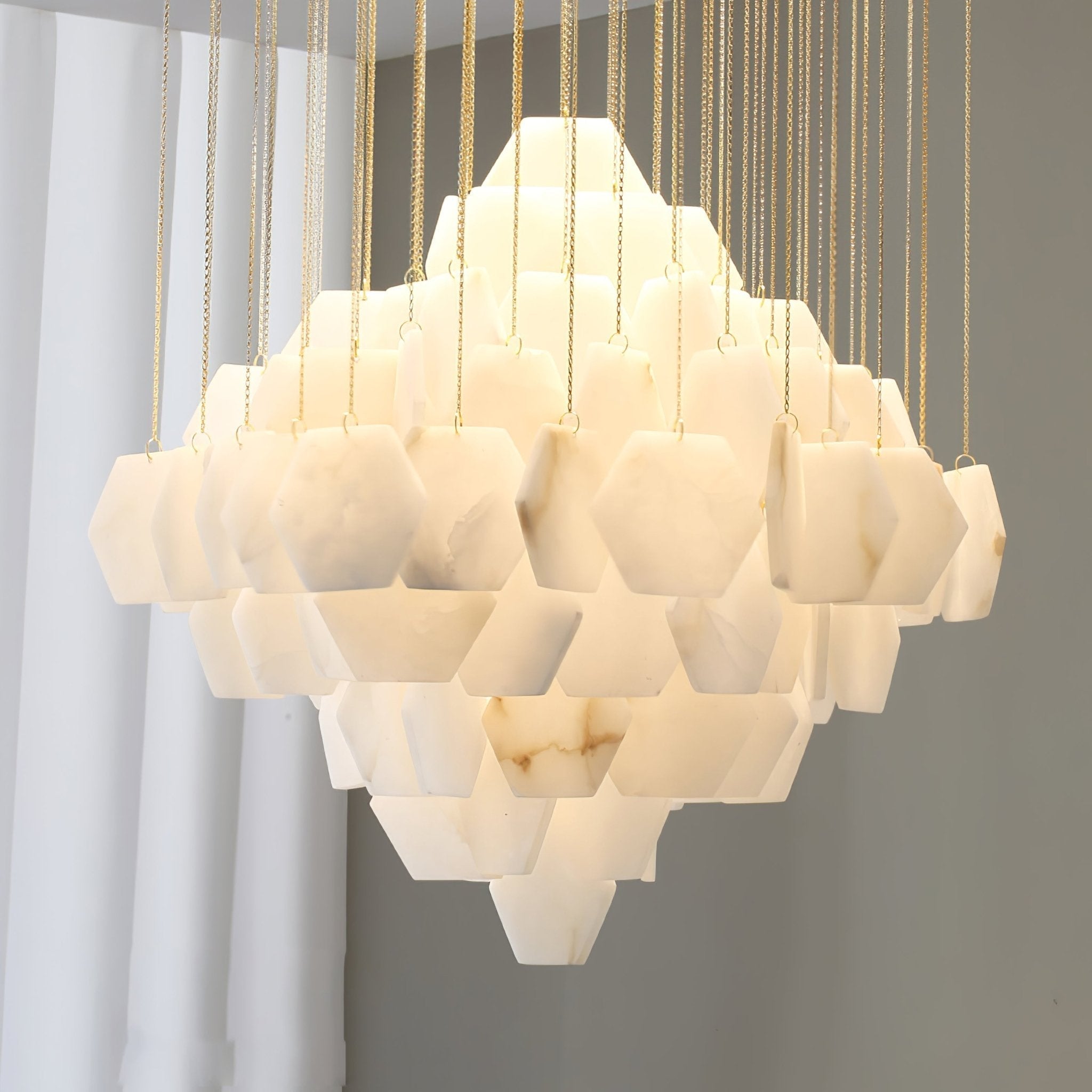 Elegant Hexa Alabaster Cascade Chandelier product image