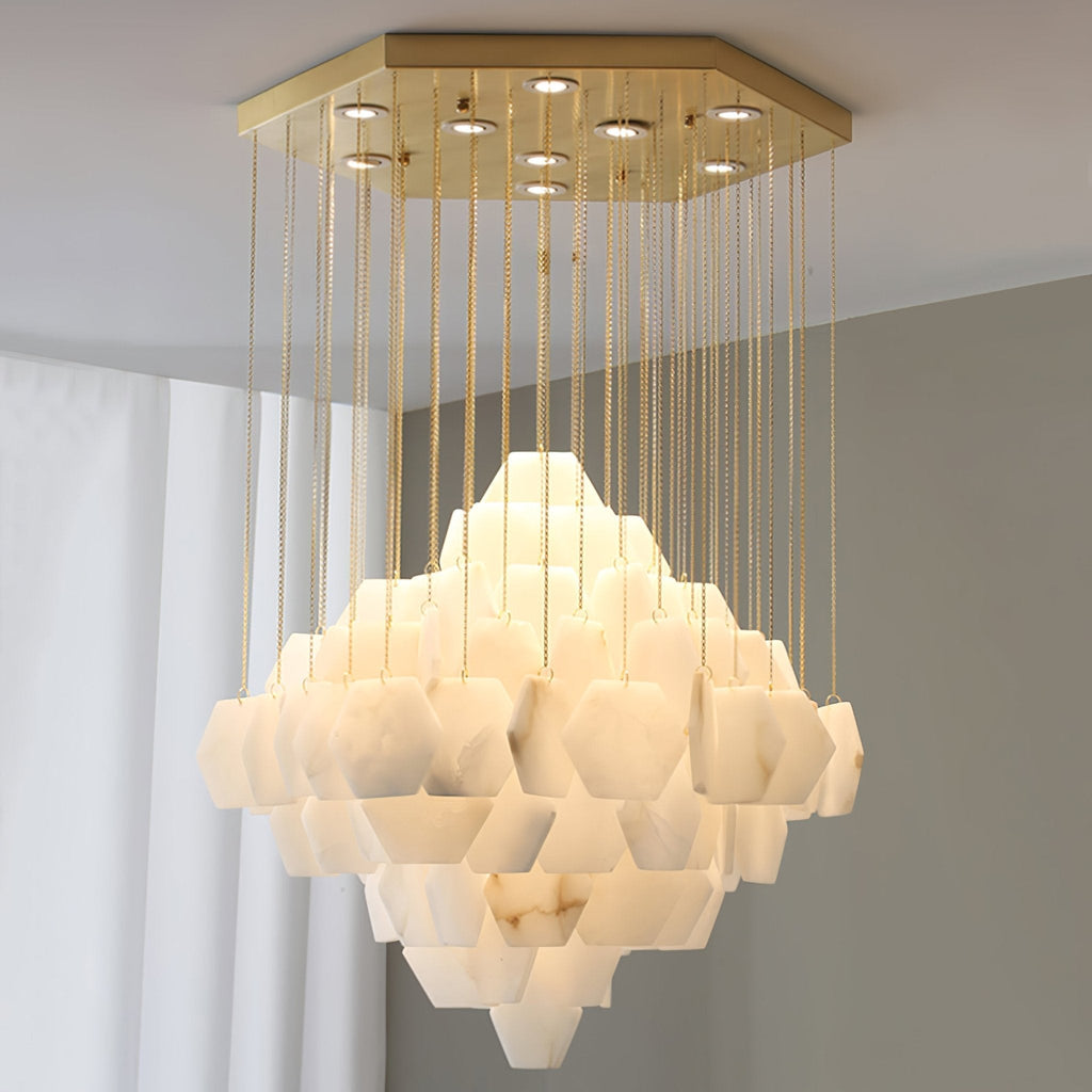 Elegant Hexa Alabaster Cascade Chandelier product image