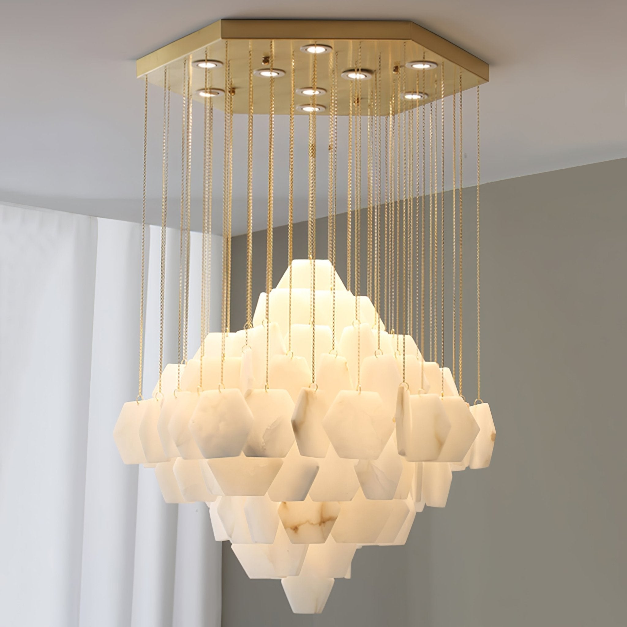 Elegant Hexa Alabaster Cascade Chandelier product image