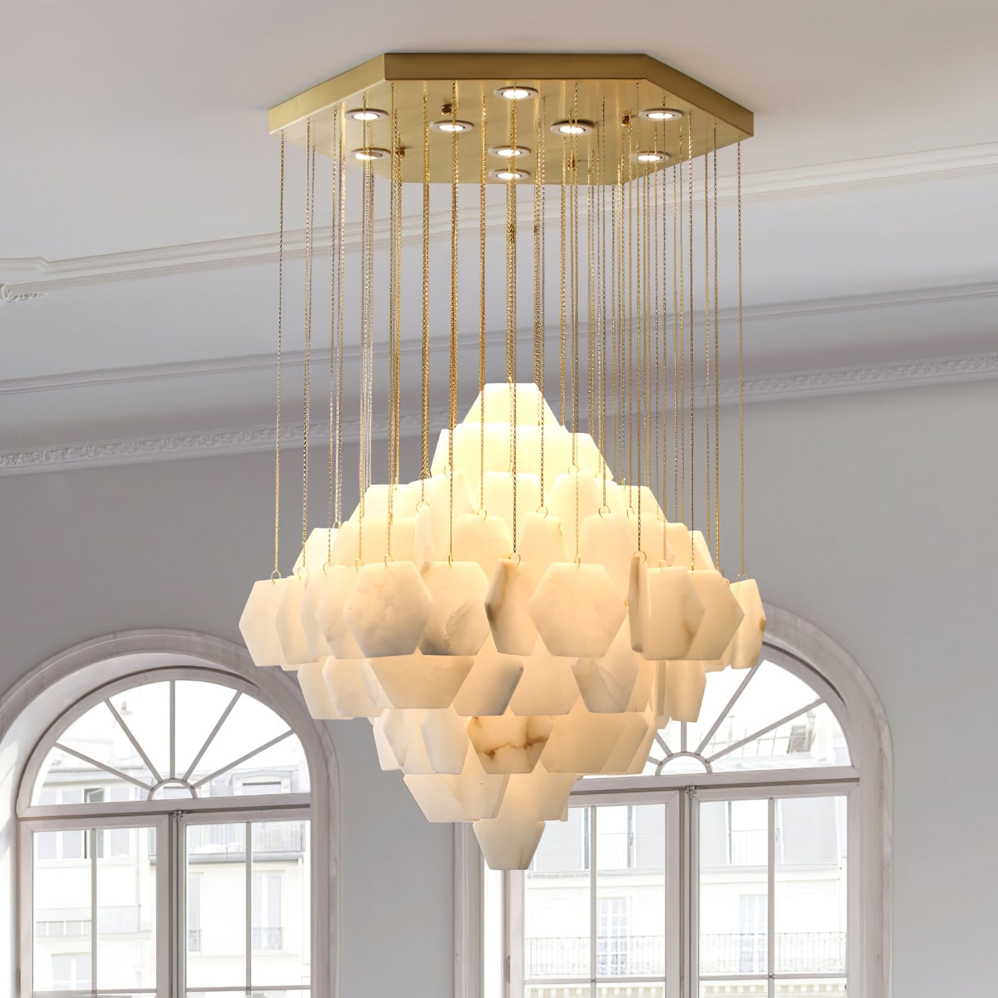 Elegant Hexa Alabaster Cascade Chandelier product image