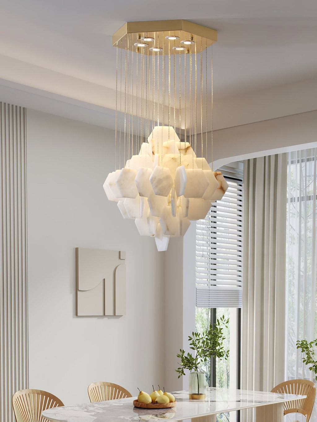 Elegant Hexa Alabaster Cascade Chandelier product image