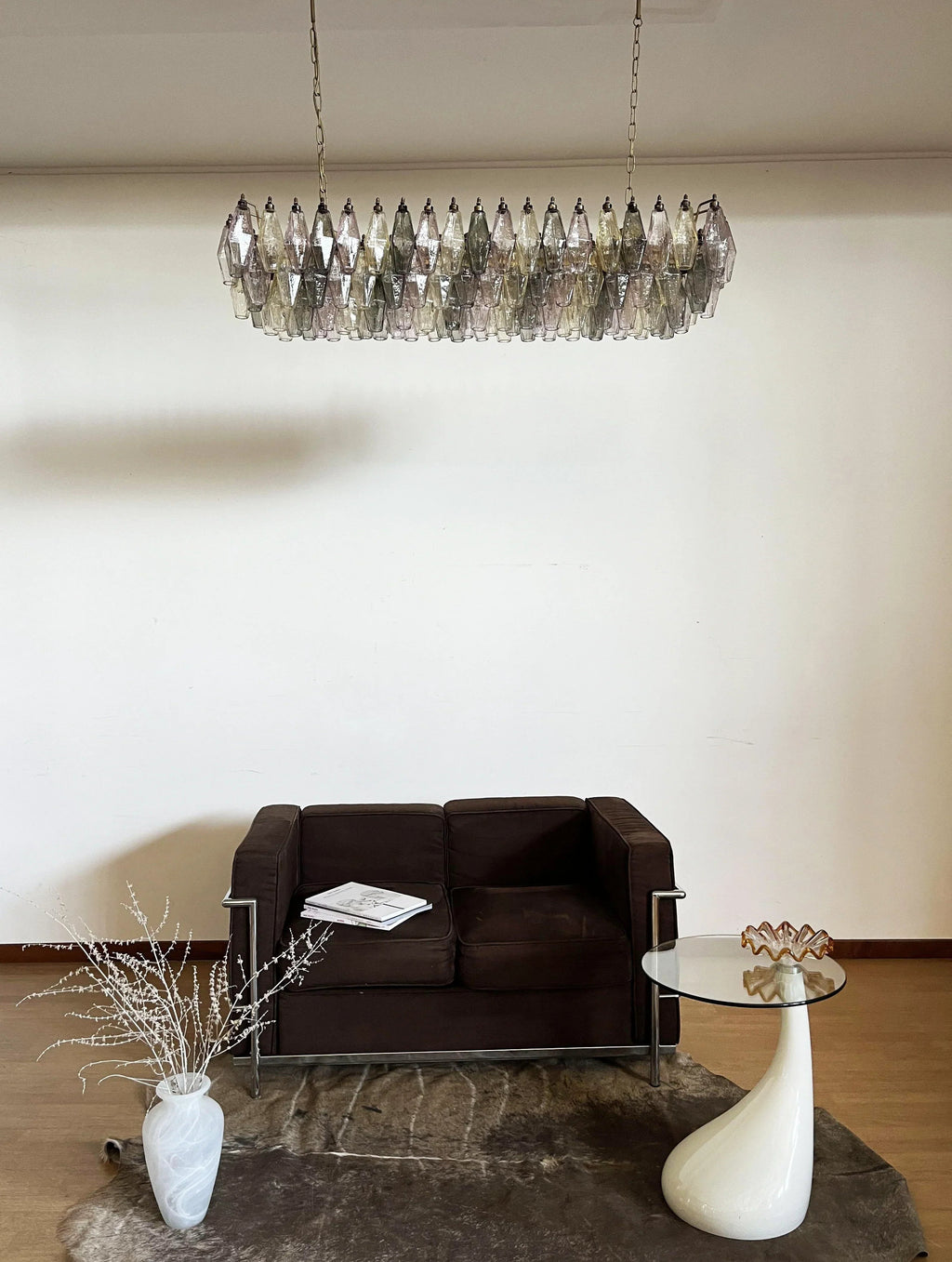 Elegant Multicolored Murano Poliedri Chandelier material and finish detail