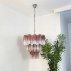 Elegant Murano Pink Rose Chandelier detail view