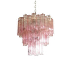 Elegant Pink Murano Glass Tube Chandelier by Bling Lighting Studio