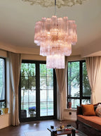 Elegant Pink Murano Glass Tube Chandelier product image
