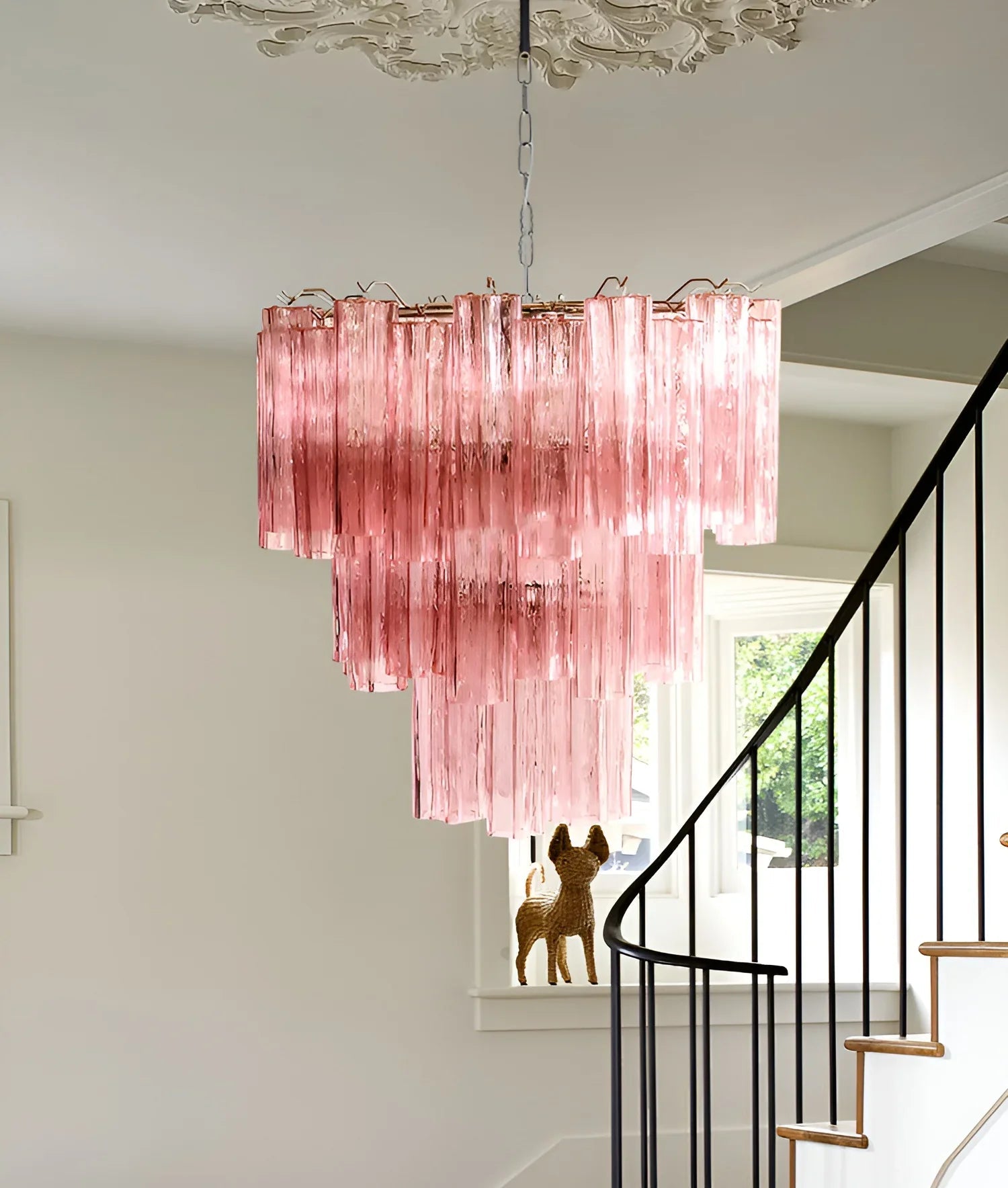 Elegant Pink Murano Glass Tube Chandelier product image