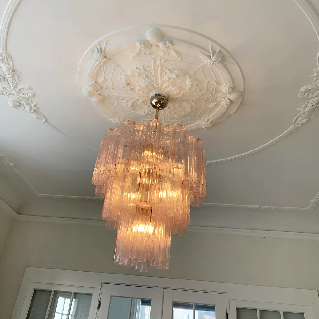 Elegant Pink Murano Glass Tube Chandelier product image