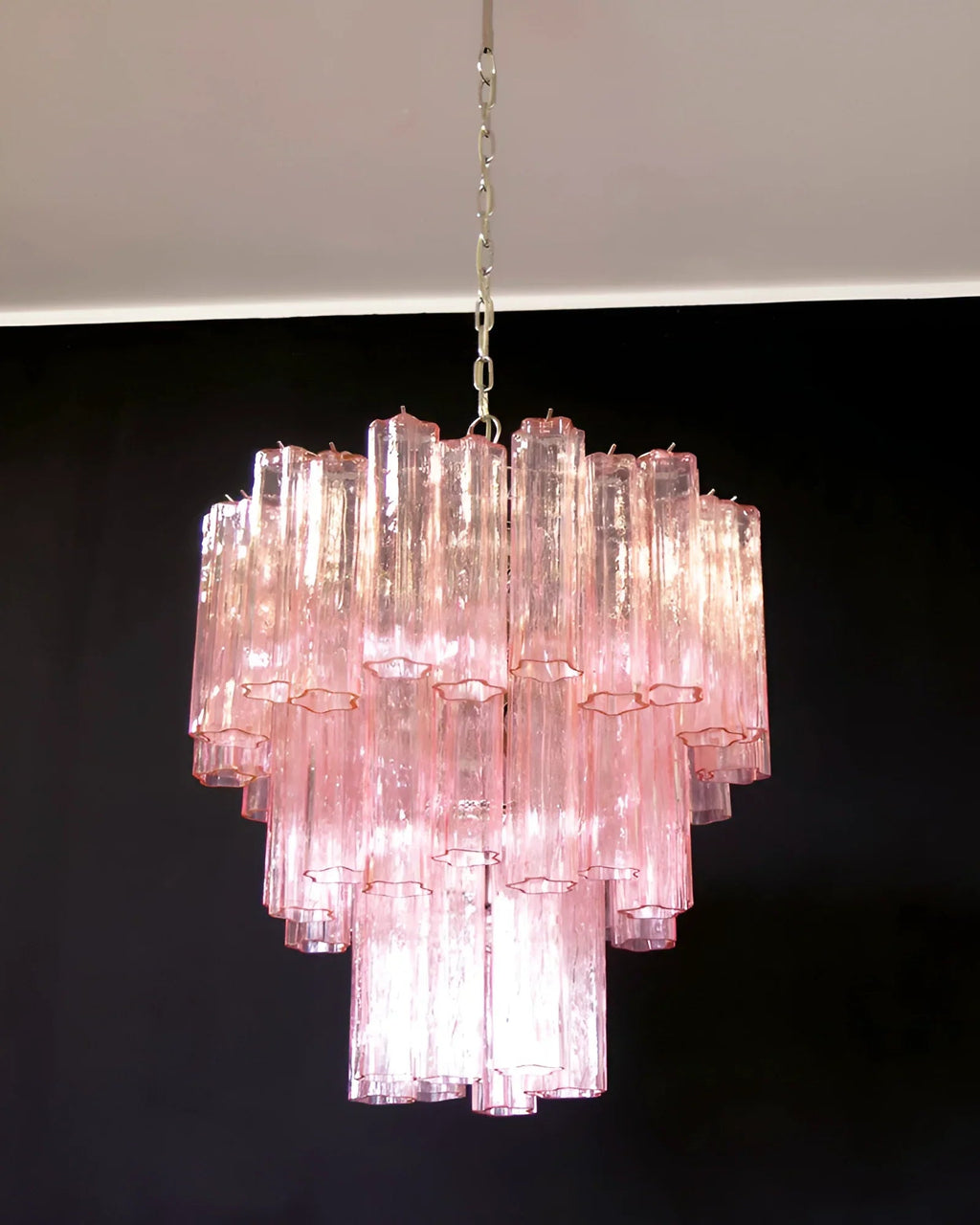 Elegant Pink Murano Glass Tube Chandelier product image
