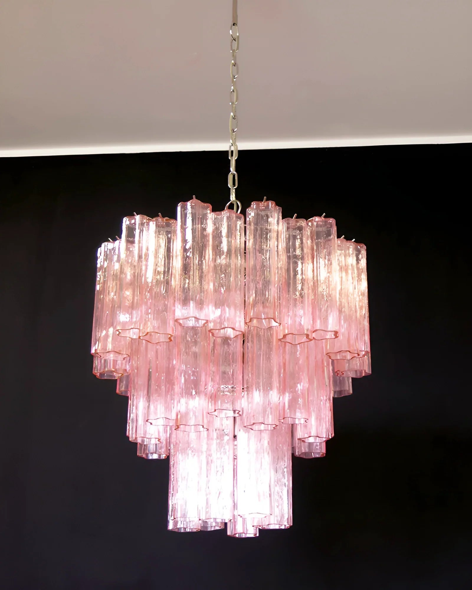 Elegant Pink Murano Glass Tube Chandelier product image