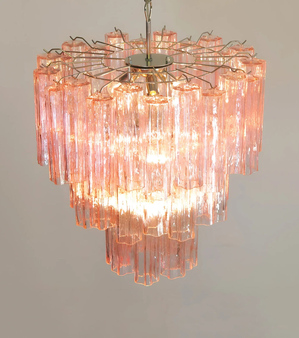 Elegant Pink Murano Glass Tube Chandelier product image