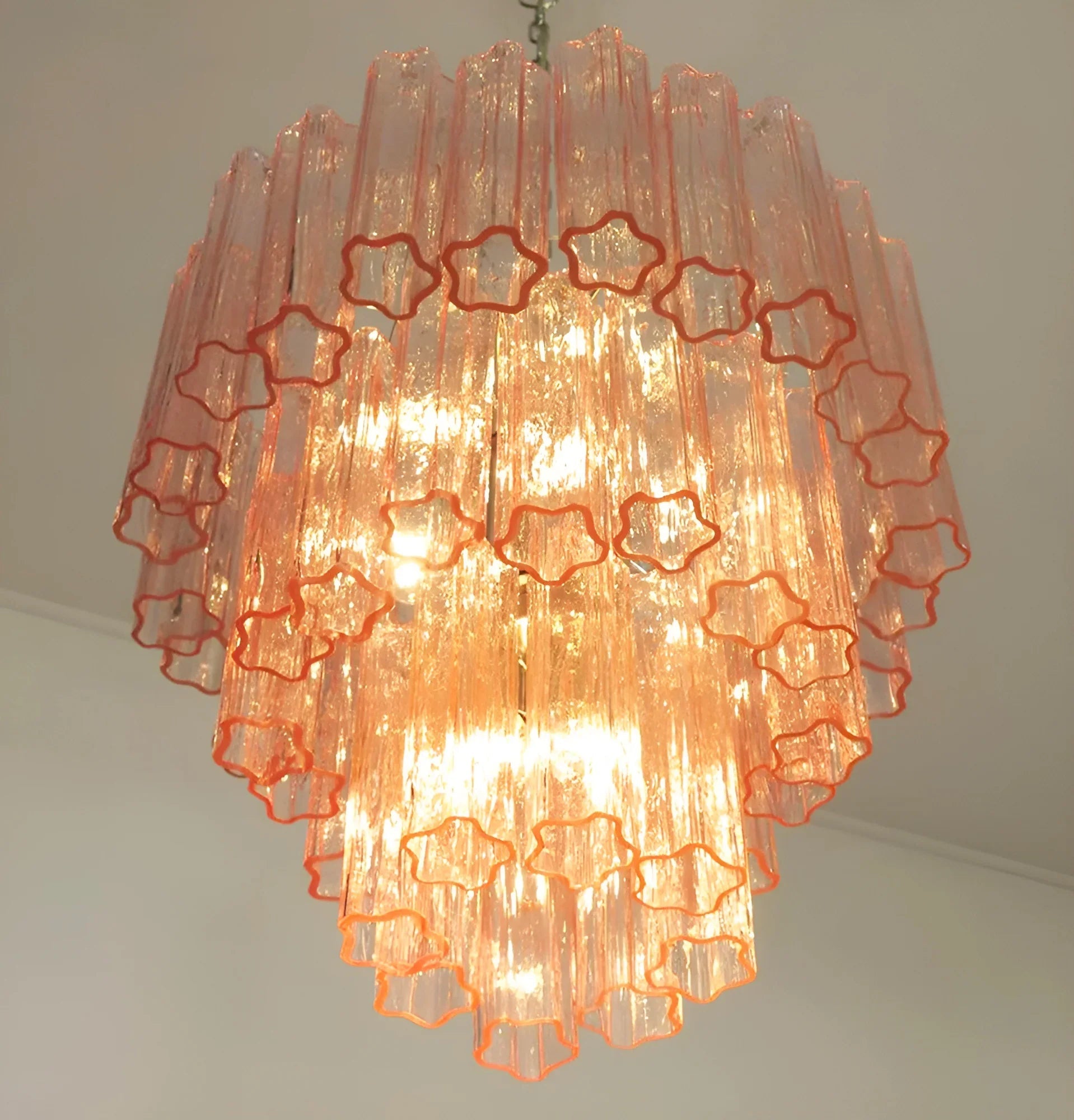 Elegant Pink Murano Glass Tube Chandelier product image