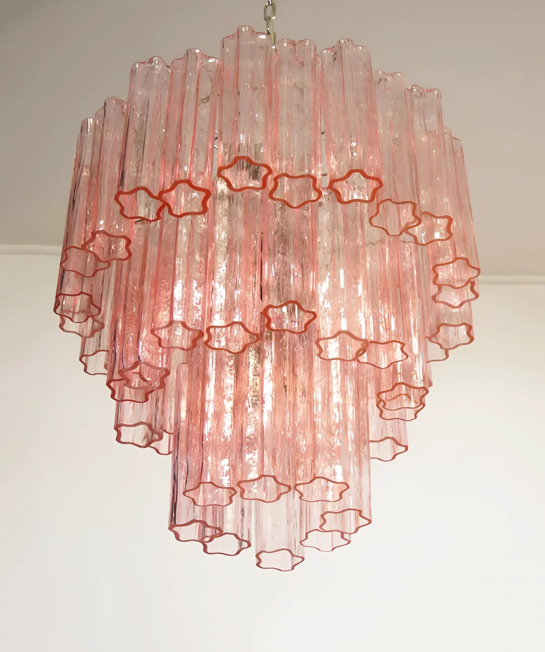 Elegant Pink Murano Glass Tube Chandelier product image