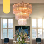 Elegant Pink Murano Glass Tube Chandelier product image