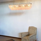 Elegant Pink Murano Poliedri Chandelier detail view