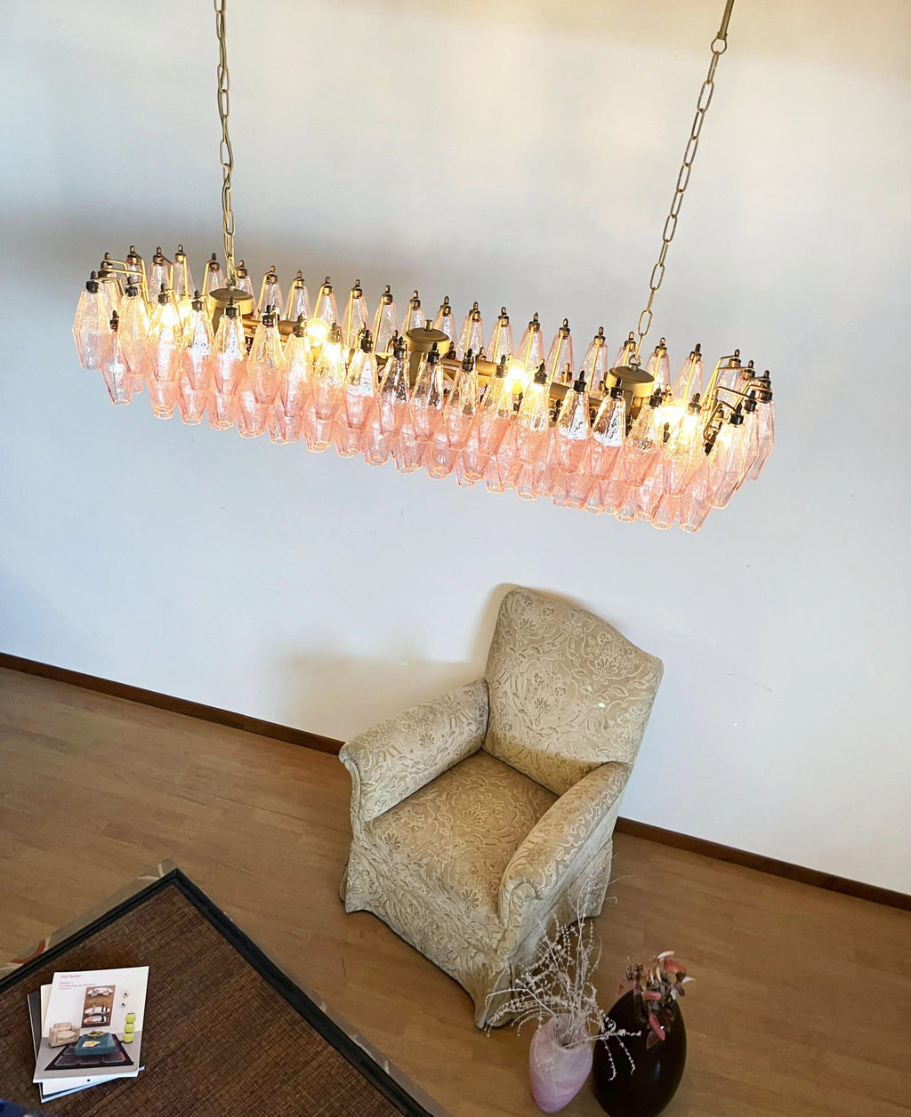 Elegant Pink Murano Poliedri Chandelier product image