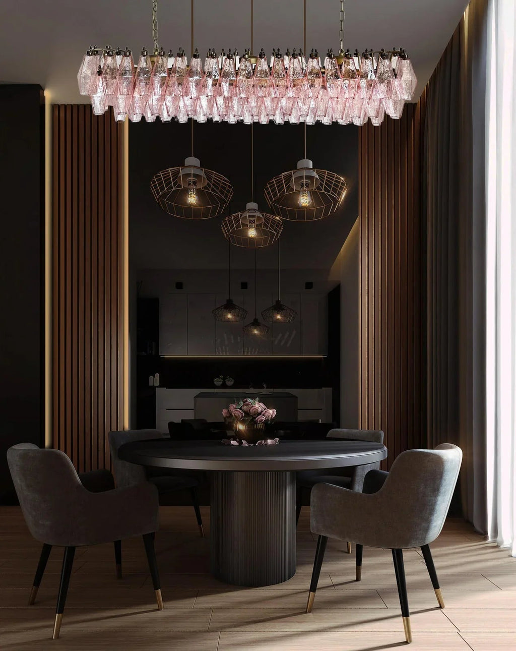 Elegant Pink Murano Poliedri Chandelier product image