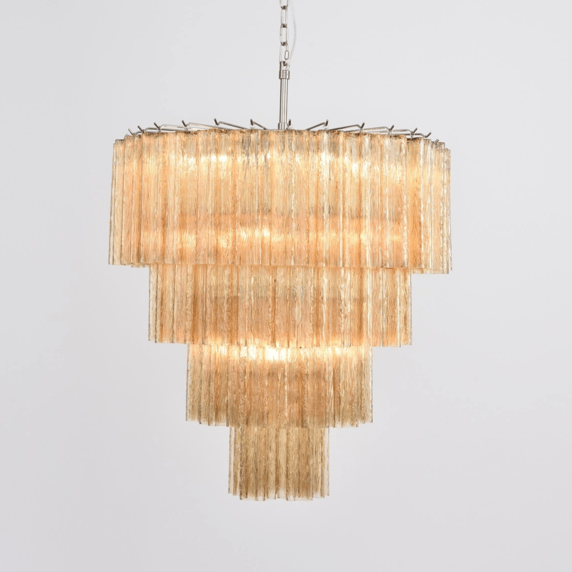 Elegant Serava Cascade Murano Tube Chandelier detail view
