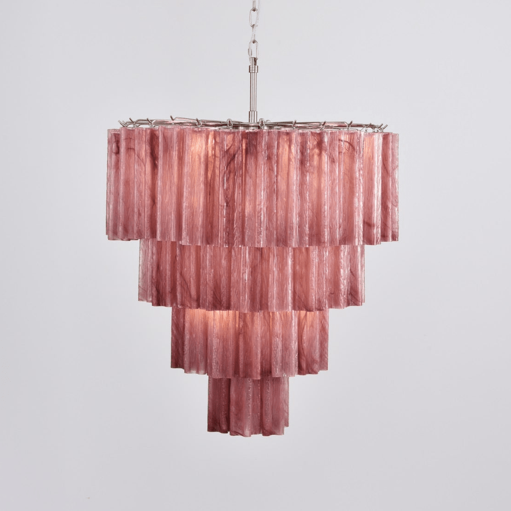 Elegant Serava Cascade Murano Tube Chandelier material and finish detail