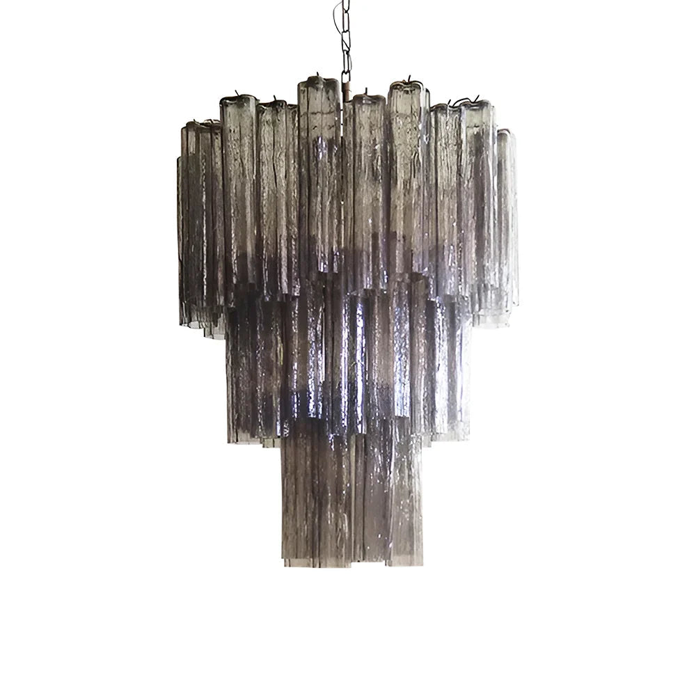 Elegant Smoke Murano Glass Tube Chandelier by Bling Lighting Studio