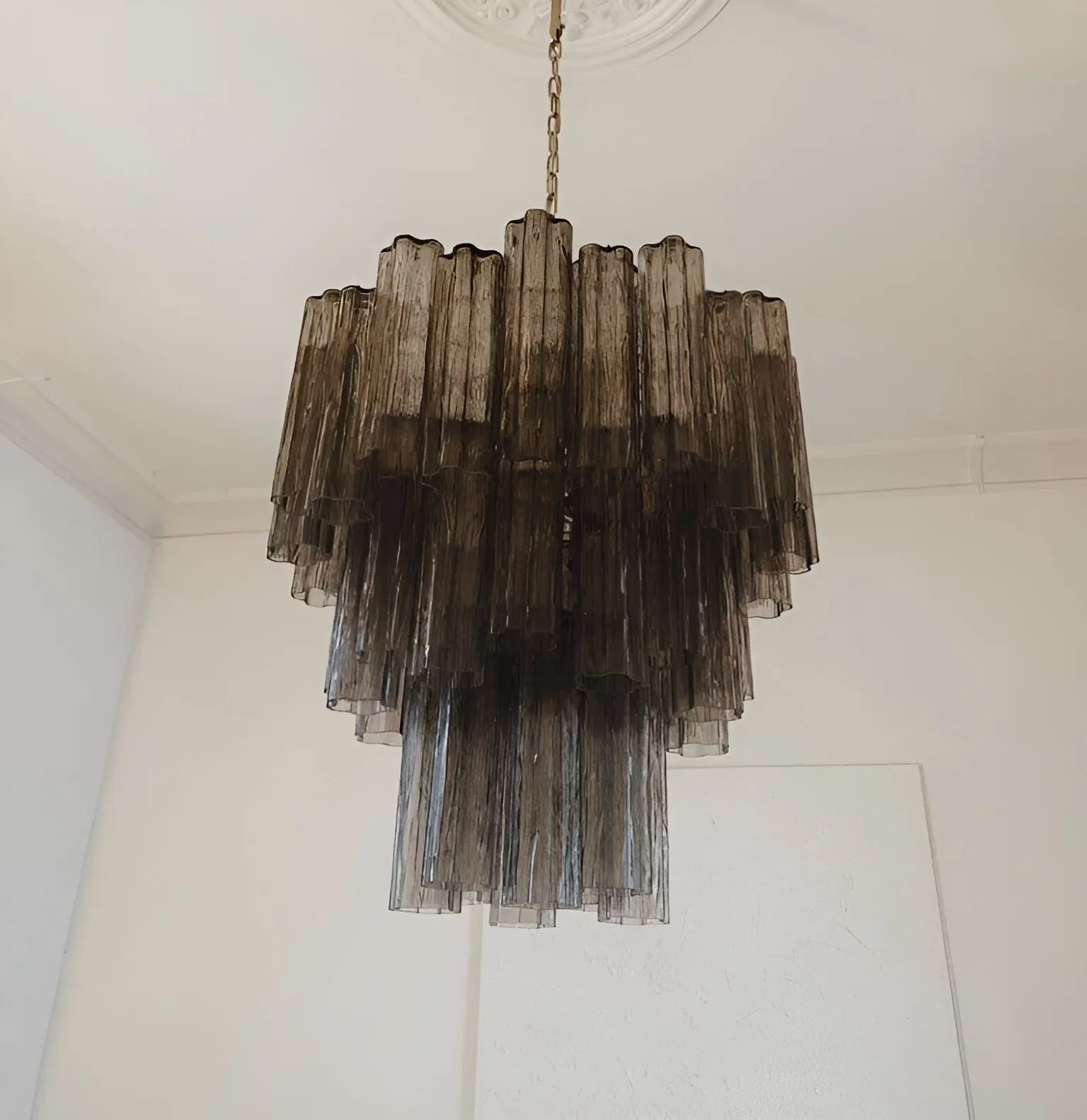 Elegant Smoke Murano Glass Tube Chandelier product image