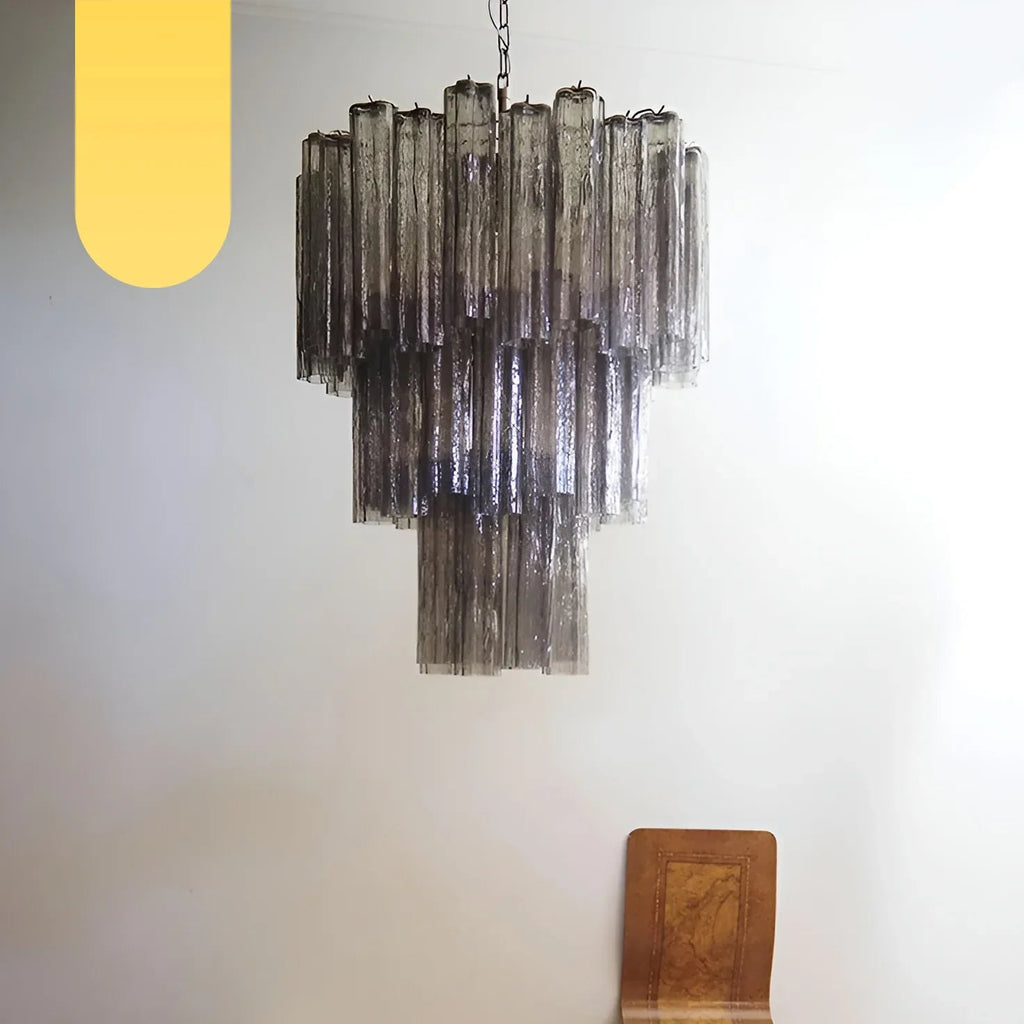 Elegant Smoke Murano Glass Tube Chandelier product image