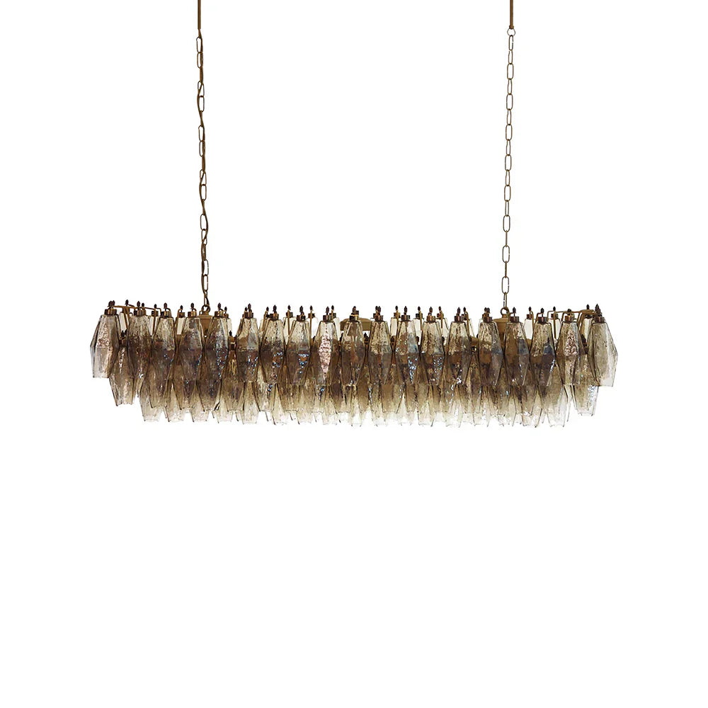 Elegant Smoked Murano Poliedri Chandelier by Bling Lighting Studio