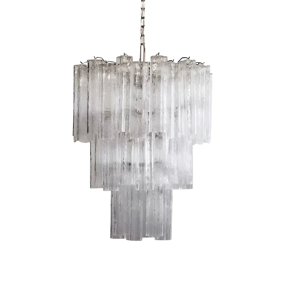Elegant Transparent Murano Glass Tube Chandelier by Bling Lighting Studio