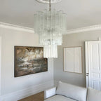 Elegant Transparent Murano Glass Tube Chandelier detail view