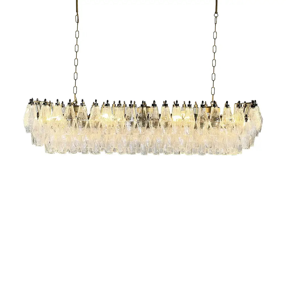 Elegant Transparent Murano Poliedri Chandelier by Bling Lighting Studio