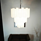 Elegant White Murano Glass Tube Chandelier detail view