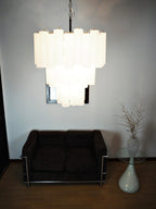 Elegant White Murano Glass Tube Chandelier material and finish detail