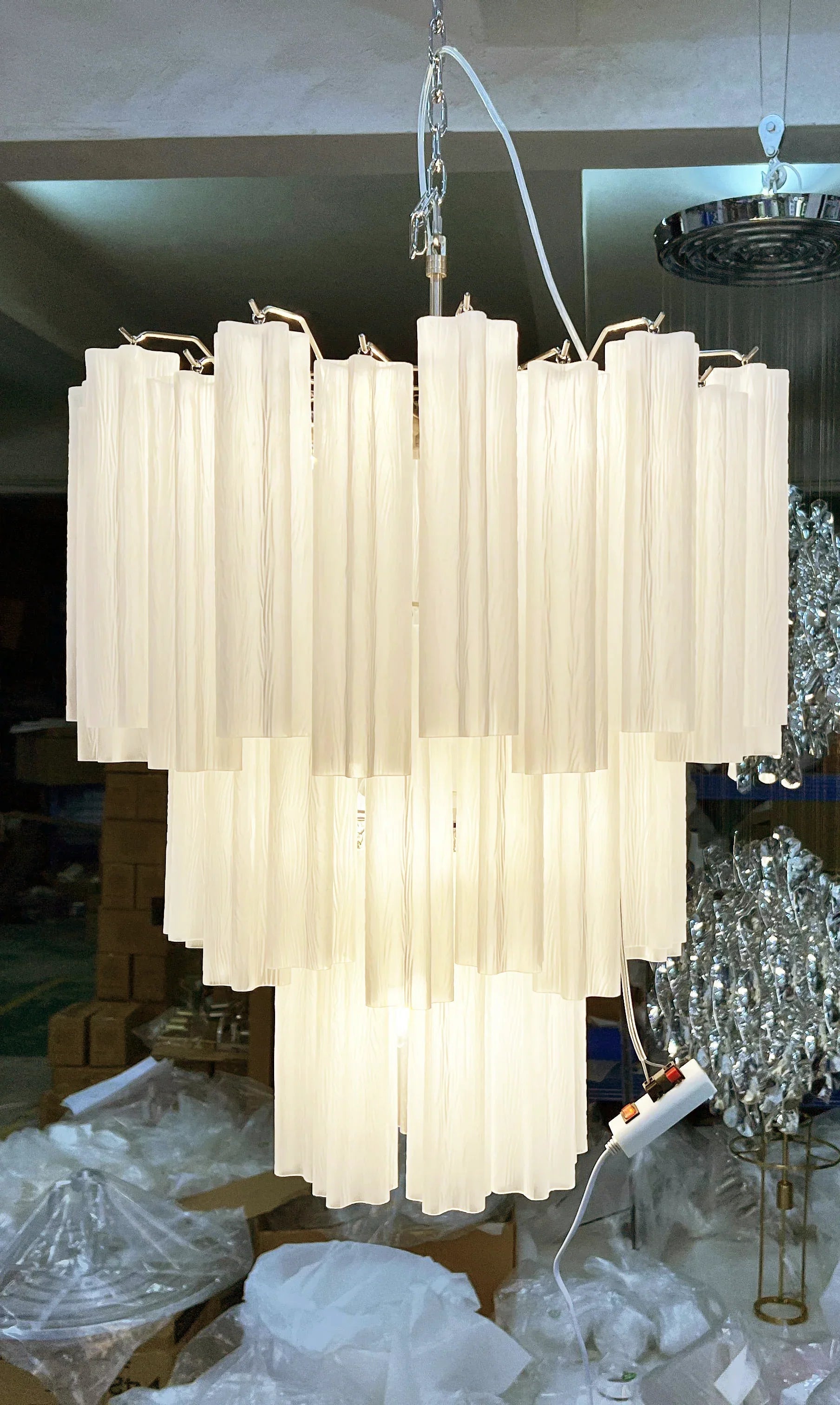 Elegant White Murano Glass Tube Chandelier product image