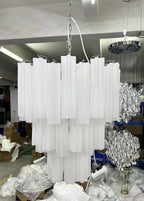 Elegant White Murano Glass Tube Chandelier product image
