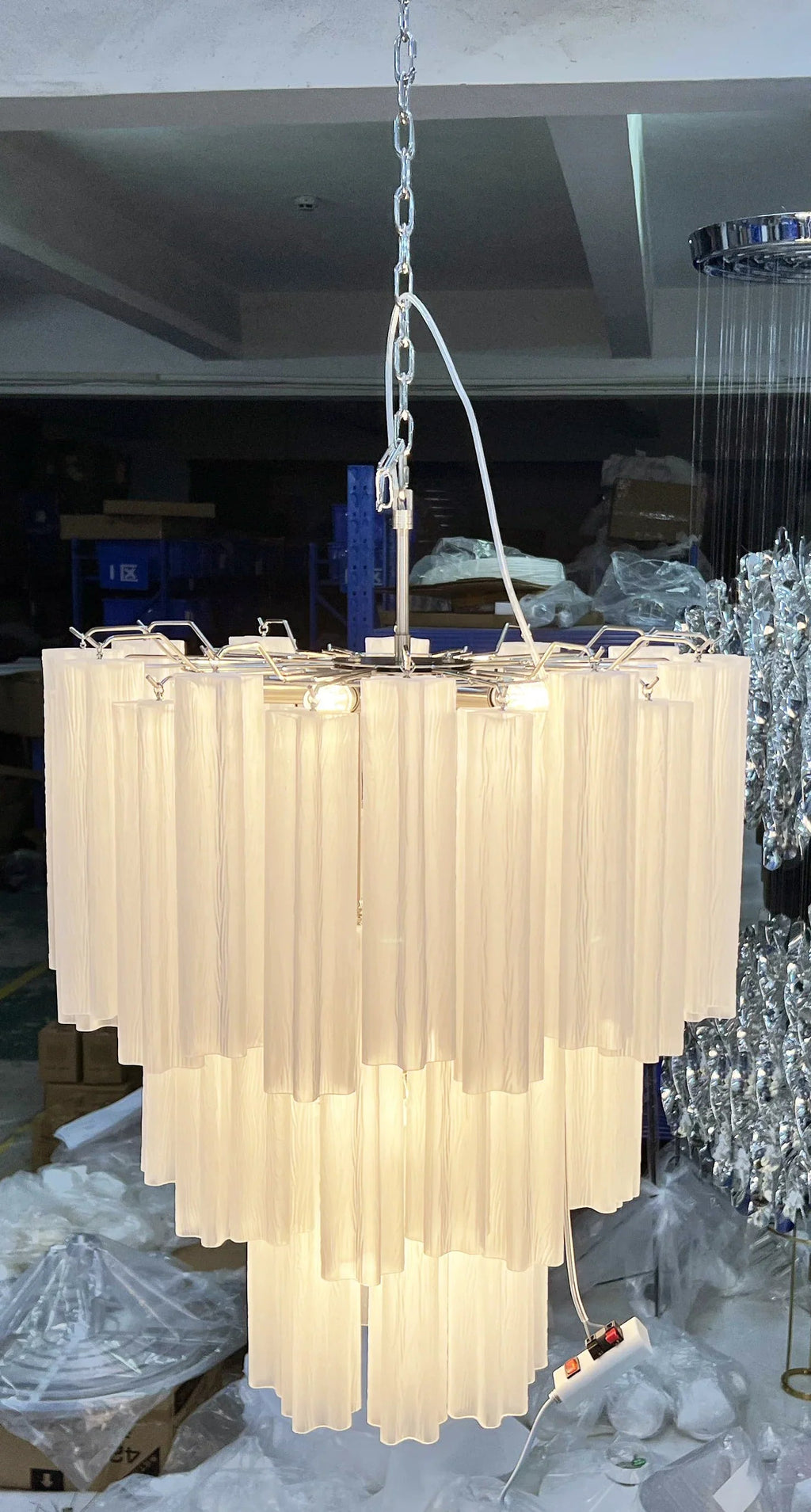 Elegant White Murano Glass Tube Chandelier product image