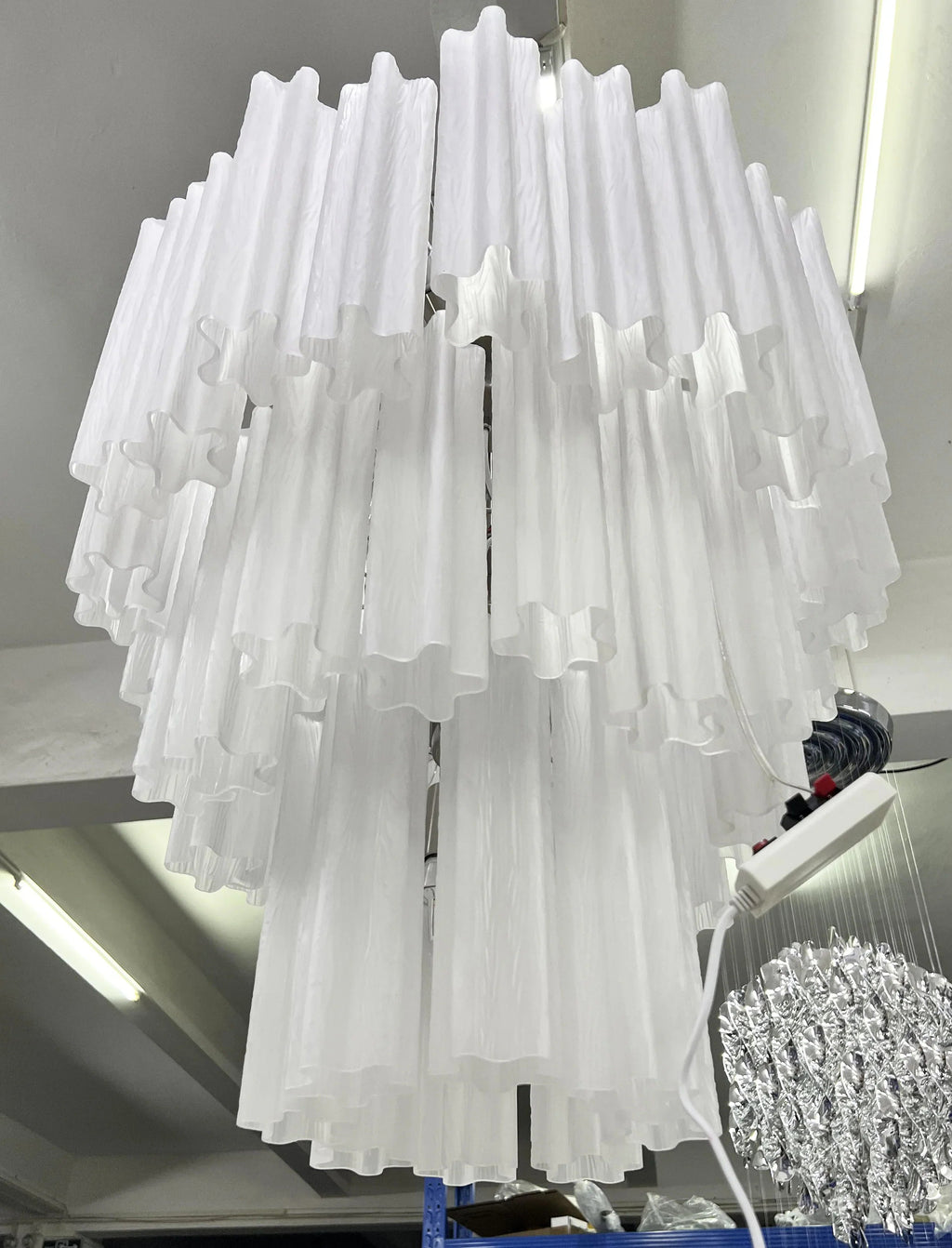 Elegant White Murano Glass Tube Chandelier product image