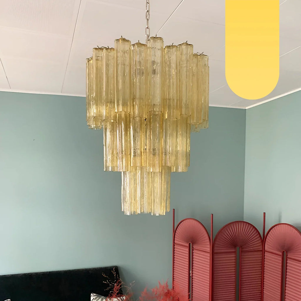 Elegant Yellow Murano Glass Tube Chandelier product image