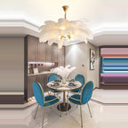 Elva Brass Palm Tree Feather Chandelier by Bling Lighting Studio