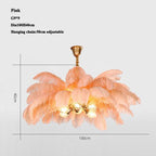 Elva Brass Palm Tree Feather Chandelier by Bling Lighting Studio
